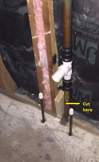 Lowering drain connection in wall.JPG