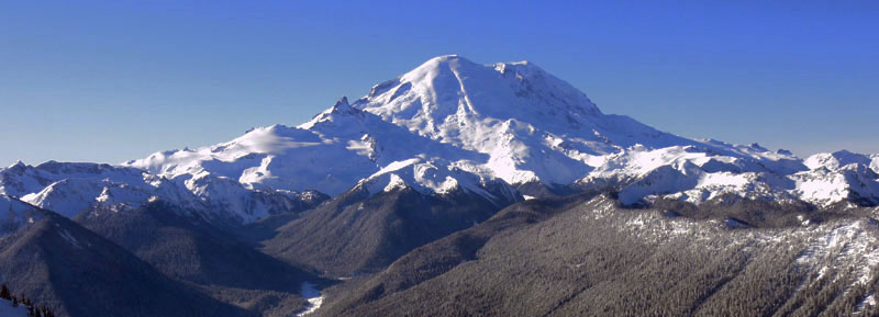 Mount Rainier from the top of Crystal Mountain resort in Washington