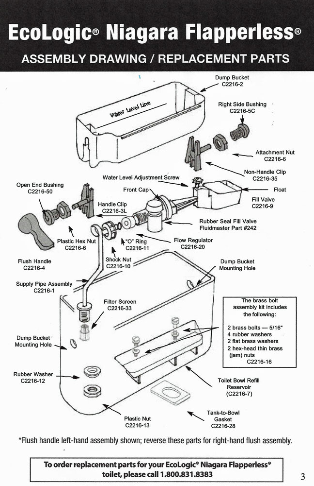Niagara tank parts for flapperless